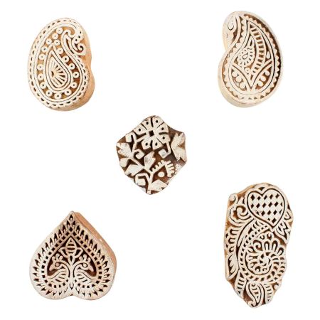 Set of 5 Piece New Mix Wooden Printing Blocks